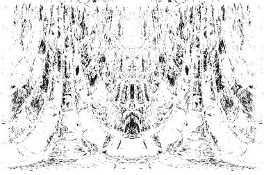 Grunge dikey olarak simetrik siyah beyaz doku. Tek renkli yıpranmış kaplama deseni. 