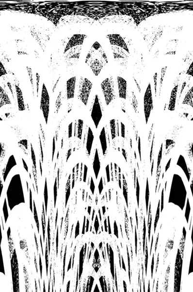 Grunge dikey olarak simetrik siyah beyaz doku. Tek renkli yıpranmış kaplama deseni. 