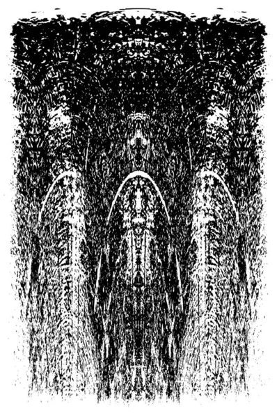 Grunge dikey olarak simetrik siyah beyaz doku. Tek renkli yıpranmış kaplama deseni. 