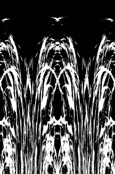 Grunge Textura Preta Branca Verticalmente Simétrica Padrão Sobreposição Resistido Monocromático — Vetor de Stock