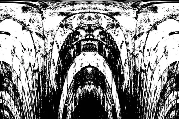 Grunge dikey olarak simetrik siyah beyaz doku. Tek renkli yıpranmış kaplama deseni. 