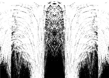 Grunge dikey olarak simetrik siyah beyaz doku. Tek renkli yıpranmış kaplama deseni. 