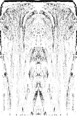 Grunge dikey olarak simetrik siyah beyaz doku. Tek renkli yıpranmış kaplama deseni. 