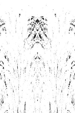 Grunge dikey olarak simetrik siyah beyaz doku. Tek renkli yıpranmış kaplama deseni. 