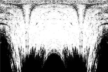 Grunge dikey olarak simetrik siyah beyaz doku. Tek renkli yıpranmış kaplama deseni. 