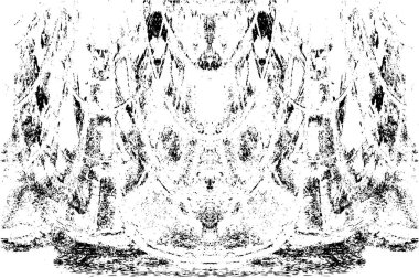 Grunge dikey olarak simetrik siyah beyaz doku. Tek renkli yıpranmış kaplama deseni. 