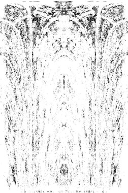 Grunge dikey olarak simetrik siyah beyaz doku. Tek renkli yıpranmış kaplama deseni. 