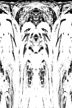 Grunge dikey olarak simetrik siyah beyaz doku. Tek renkli yıpranmış kaplama deseni. 