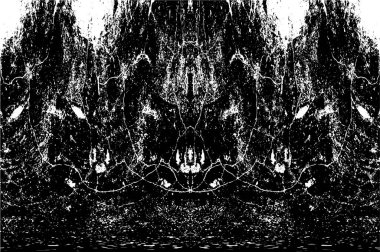 Grunge dikey olarak simetrik siyah beyaz doku. Tek renkli yıpranmış kaplama deseni. 