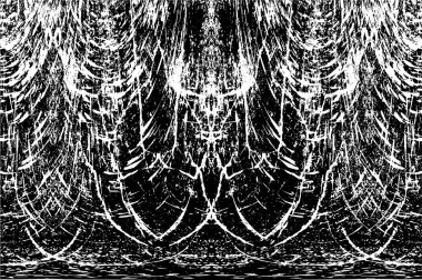 Grunge dikey olarak simetrik siyah beyaz doku. Tek renkli yıpranmış kaplama deseni. 