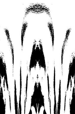 Grunge dikey olarak simetrik siyah beyaz doku. Tek renkli yıpranmış kaplama deseni. 