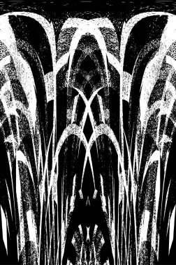 Grunge dikey olarak simetrik siyah beyaz doku. Tek renkli yıpranmış kaplama deseni. 