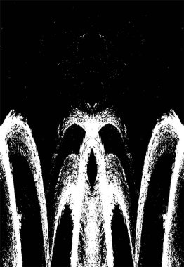 Grunge dikey olarak simetrik siyah beyaz doku. Tek renkli yıpranmış kaplama deseni. 