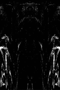 Grunge dikey olarak simetrik siyah beyaz doku. Tek renkli yıpranmış kaplama deseni. 