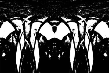 Grunge dikey olarak simetrik siyah beyaz doku. Tek renkli yıpranmış kaplama deseni. 