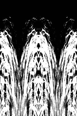 Grunge dikey olarak simetrik siyah beyaz doku. Tek renkli yıpranmış kaplama deseni. 