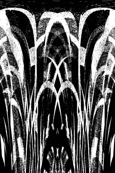 Grunge dikey olarak simetrik siyah beyaz doku. Tek renkli yıpranmış kaplama deseni. 