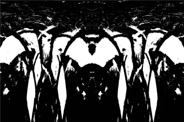 Grunge dikey olarak simetrik siyah beyaz doku. Tek renkli yıpranmış kaplama deseni. 