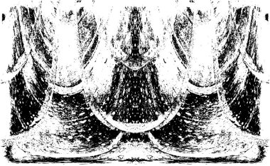 Grunge dikey olarak simetrik siyah beyaz doku. Tek renkli yıpranmış kaplama deseni. 