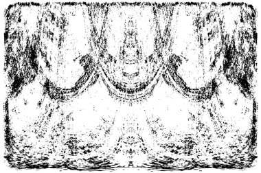 Grunge dikey olarak simetrik siyah beyaz doku. Tek renkli yıpranmış kaplama deseni. 