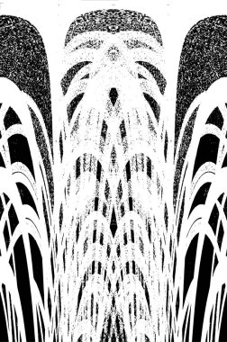 Grunge dikey olarak simetrik siyah beyaz doku. Tek renkli yıpranmış kaplama deseni. 