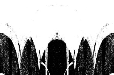 Grunge dikey olarak simetrik siyah beyaz doku. Tek renkli yıpranmış kaplama deseni. 