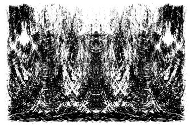 Grunge dikey olarak simetrik siyah beyaz doku. Tek renkli yıpranmış kaplama deseni. 