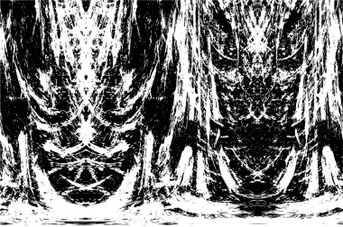 Çizik ve çatlaklarla dolu siyah beyaz bir arka plan. vektör dokusu. 