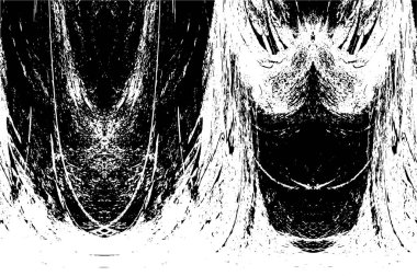 Çizik ve çatlaklarla dolu siyah beyaz bir arka plan. vektör dokusu. 