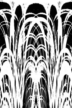 Grunge dikey olarak simetrik siyah beyaz doku. Tek renkli yıpranmış kaplama deseni. 