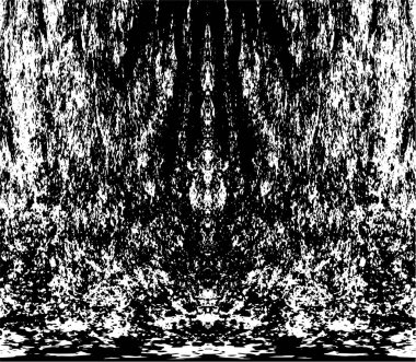 Grunge dikey olarak simetrik siyah beyaz doku. Tek renkli yıpranmış kaplama deseni. 