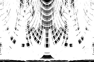 Grunge dikey olarak simetrik siyah beyaz doku. Tek renkli yıpranmış kaplama deseni. 