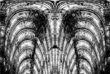 Grunge dikey olarak simetrik siyah beyaz doku. Tek renkli yıpranmış kaplama deseni. 