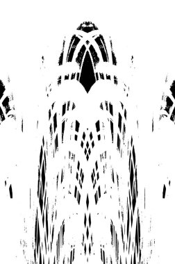 Grunge dikey olarak simetrik siyah beyaz doku. Tek renkli yıpranmış kaplama deseni. 