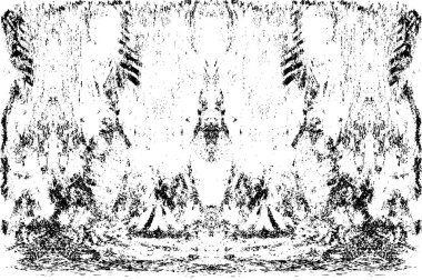 Grunge dikey olarak simetrik siyah beyaz doku. Tek renkli yıpranmış kaplama deseni. 