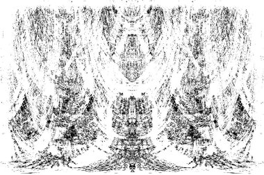 Grunge dikey olarak simetrik siyah beyaz doku. Tek renkli yıpranmış kaplama deseni. 