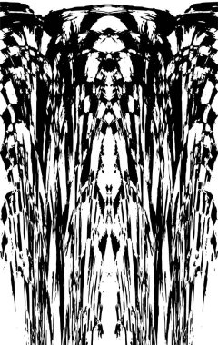 Grunge dikey olarak simetrik siyah beyaz doku. Tek renkli yıpranmış kaplama deseni. 