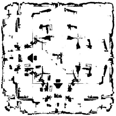 Çizik ve çatlaklarla dolu siyah beyaz bir arka plan. vektör dokusu. 