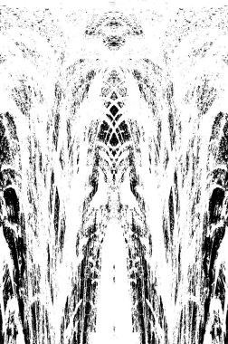 Grunge dikey olarak simetrik siyah beyaz doku. Tek renkli yıpranmış kaplama deseni. 