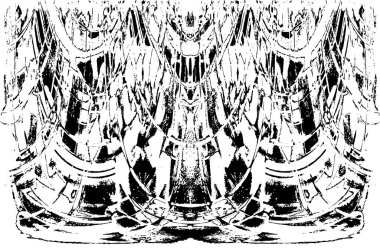 Grunge dikey olarak simetrik siyah beyaz doku. Tek renkli yıpranmış kaplama deseni. 