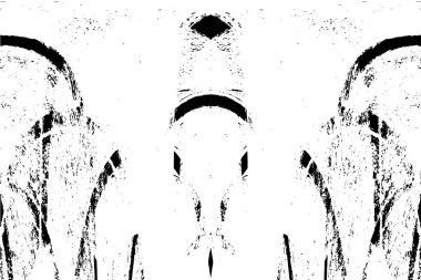 Grunge dikey olarak simetrik siyah beyaz doku. Tek renkli yıpranmış kaplama deseni. 