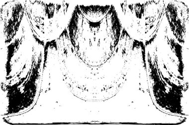 Grunge dikey olarak simetrik siyah beyaz doku. Tek renkli yıpranmış kaplama deseni. 