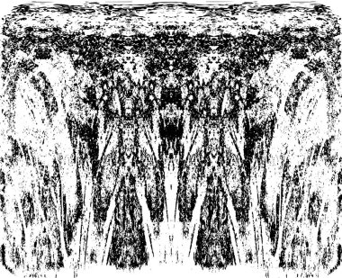 Grunge dikey olarak simetrik siyah beyaz doku. Tek renkli yıpranmış kaplama deseni. 