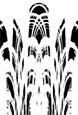 Grunge dikey olarak simetrik siyah beyaz doku. Tek renkli yıpranmış kaplama deseni. 