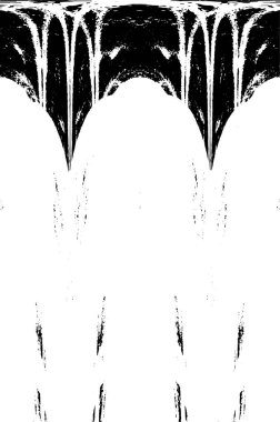 Grunge dikey olarak simetrik siyah beyaz doku. Tek renkli yıpranmış kaplama deseni. 