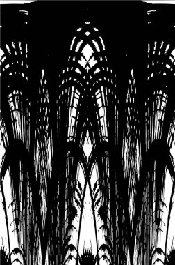 Grunge dikey olarak simetrik siyah beyaz doku. Tek renkli yıpranmış kaplama deseni. 