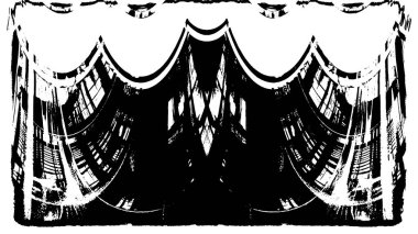 Grunge dikey olarak simetrik siyah beyaz doku. Tek renkli yıpranmış kaplama deseni. 