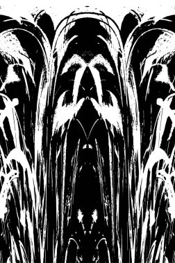 Grunge dikey olarak simetrik siyah beyaz doku. Tek renkli yıpranmış kaplama deseni. 