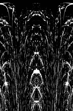 Grunge dikey olarak simetrik siyah beyaz doku. Tek renkli yıpranmış kaplama deseni. 