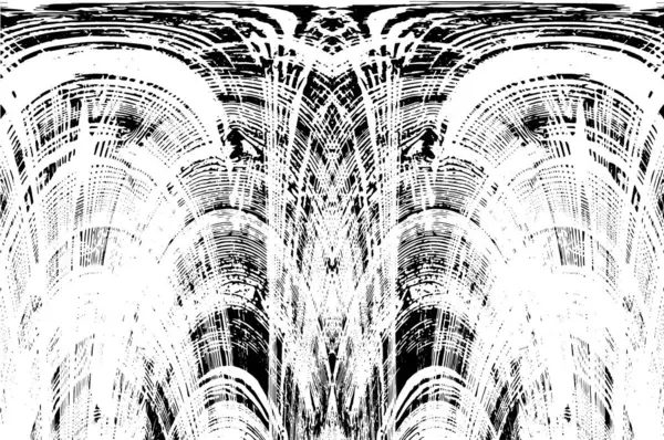 Grunge dikey olarak simetrik siyah beyaz doku. Tek renkli yıpranmış kaplama deseni. 